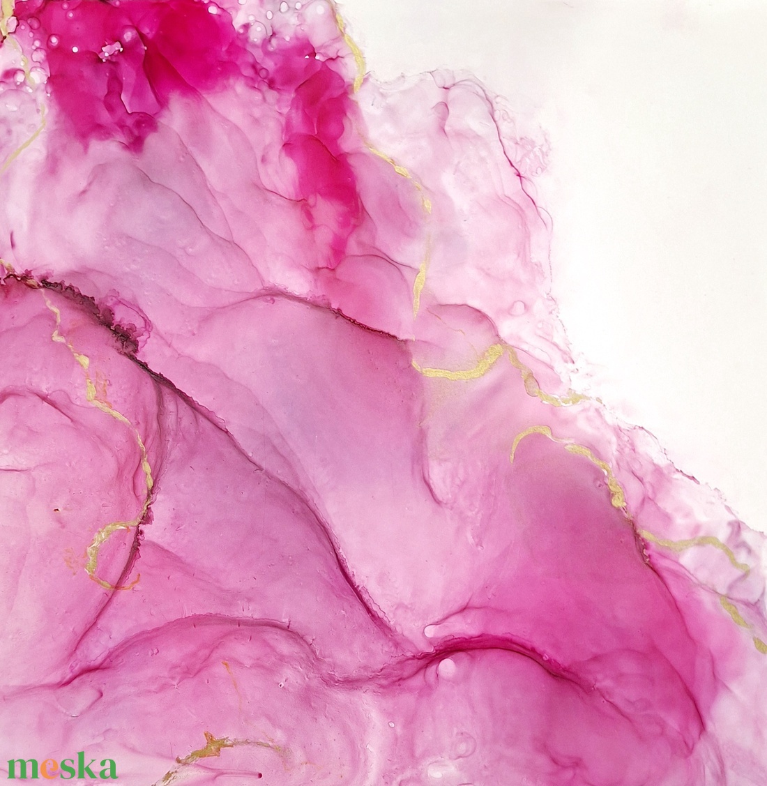 Pink-arany egyedi kézzel festett dohányzóasztal - bevezető áron - otthon & életmód - bútor - asztal - Meska.hu