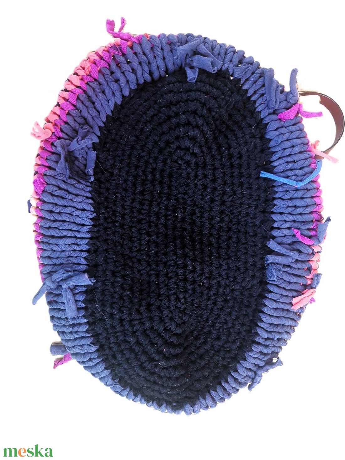 Egyedi bohó  kötött-horgolt táska, mályva-szürke-fekete - táska & tok - kézitáska & válltáska - kézitáska - Meska.hu