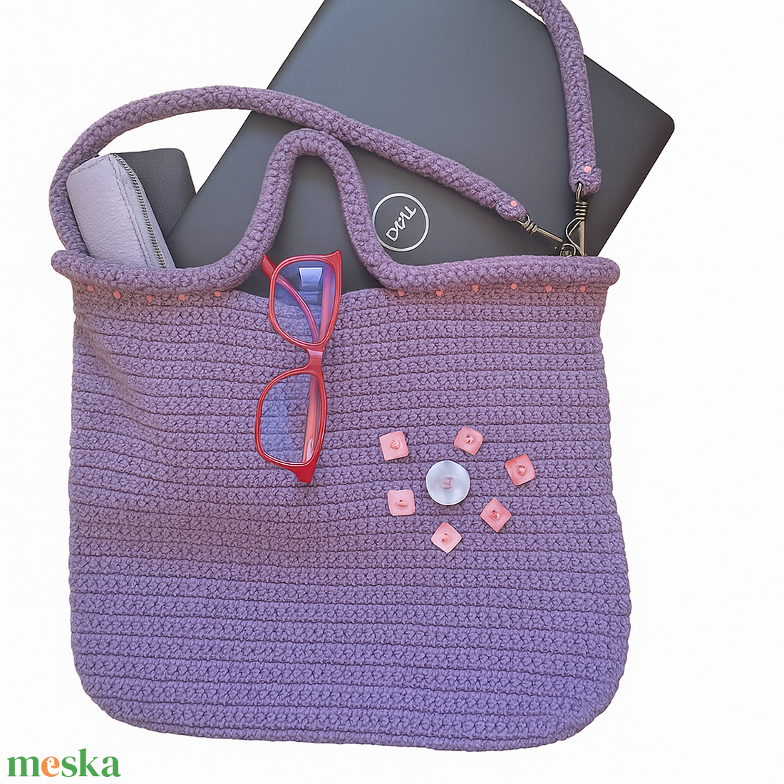 Lila, egyedi, kézzel készült laptop táska - táska & tok - laptoptáska, laptop hátizsák - Meska.hu