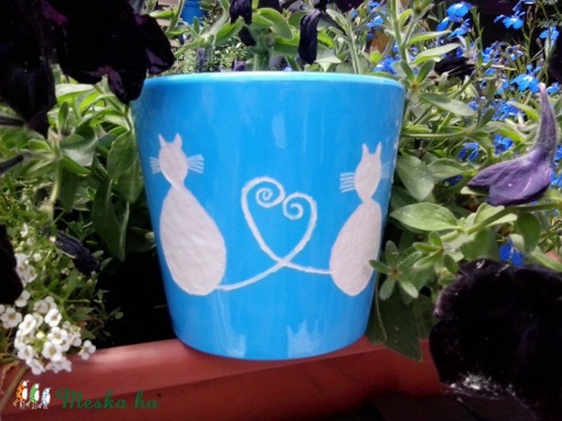 Gravírozott kaspó - szerelmes macskás-egeres -  - Meska.hu