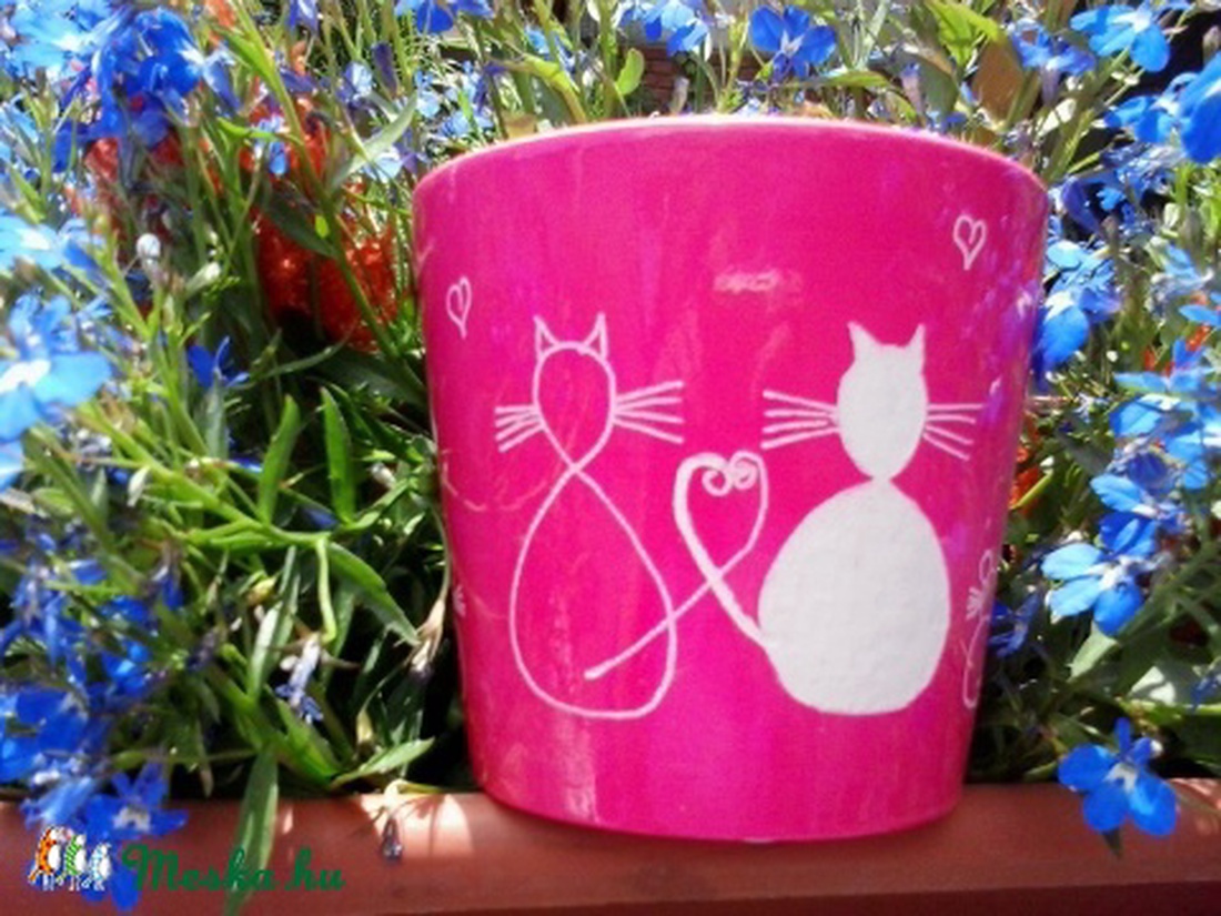 Kézzel gravírozott kaspó - szerelmes macskás-egeres -  - Meska.hu