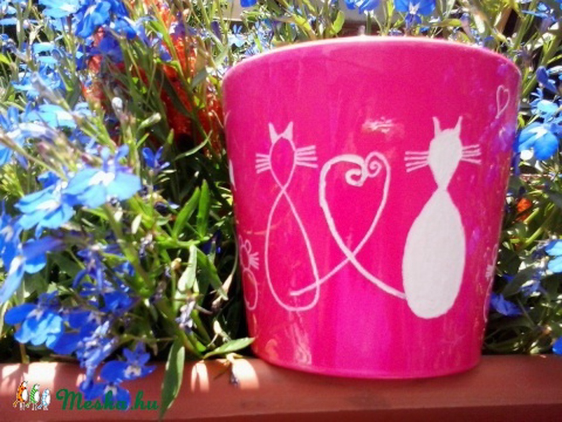 Kézzel gravírozott kaspó - szerelmes macskás-egeres -  - Meska.hu