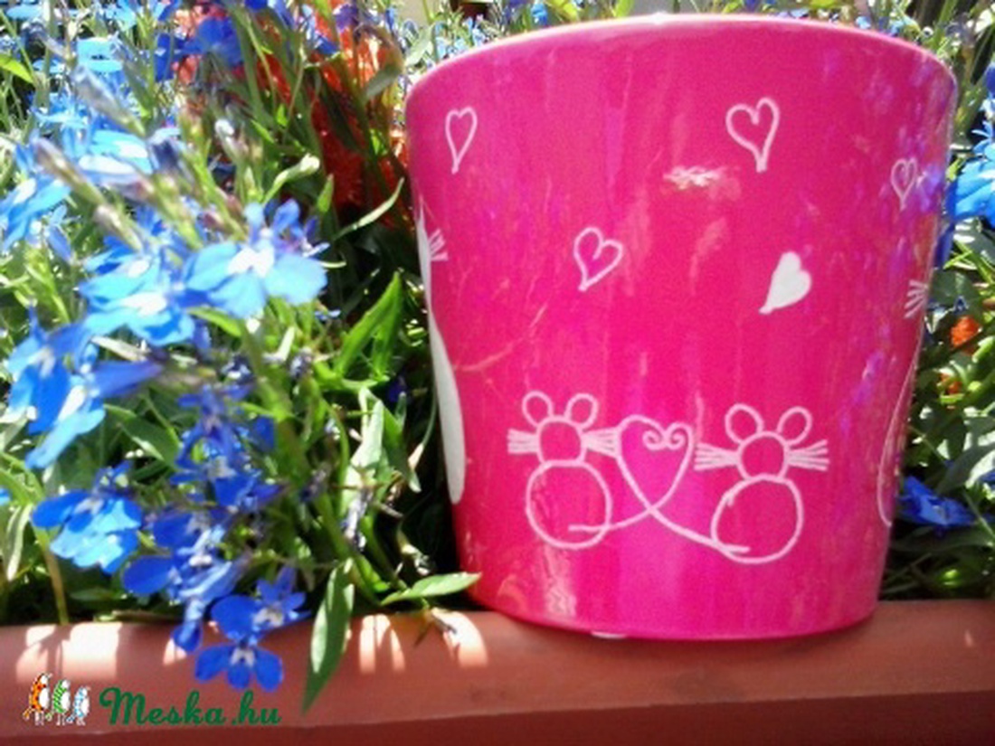 Kézzel gravírozott kaspó - szerelmes macskás-egeres -  - Meska.hu