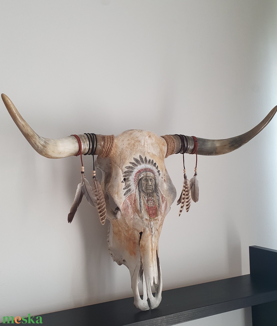 SavageSkullz Bika koponya/trófea fali dísz -Indián- - otthon & életmód - dekoráció - fali és függő dekoráció - falra akasztható dekor - Meska.hu