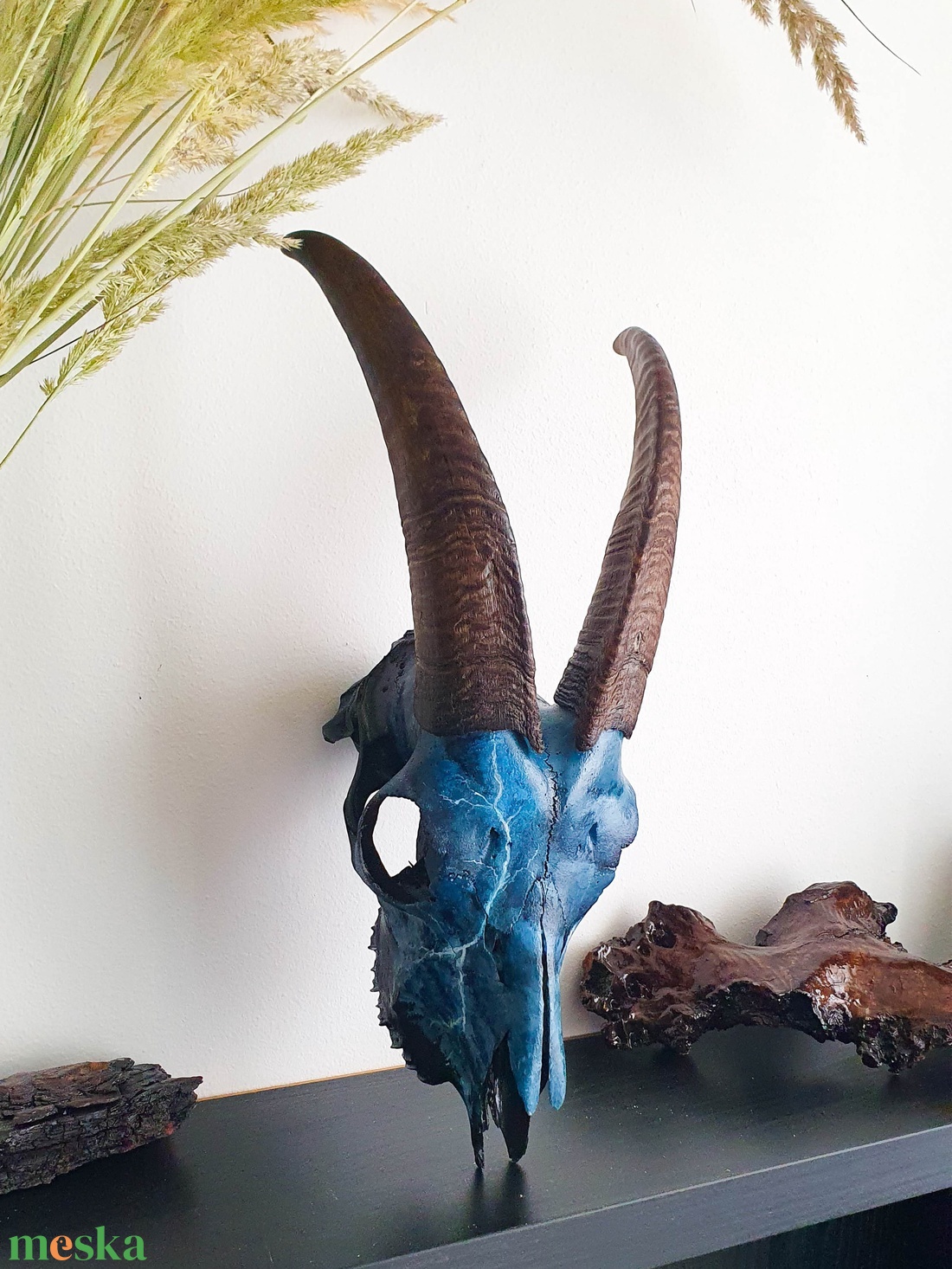 SavageSkullz kecske koponyára kézzel festett egyedi villmám és mennydörgés festménnyel - otthon & életmód - dekoráció - fali és függő dekoráció - falra akasztható dekor - Meska.hu