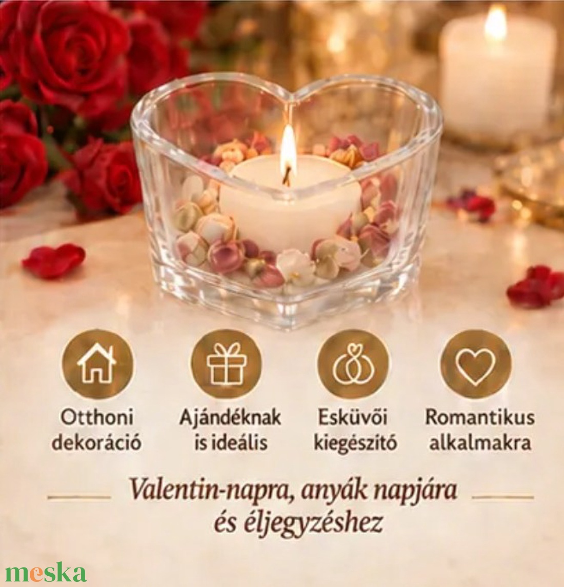 Szív alakú gyertya üveg - kellékek & szerszámok - díszíthető tárgyak - üveg - Meska.hu
