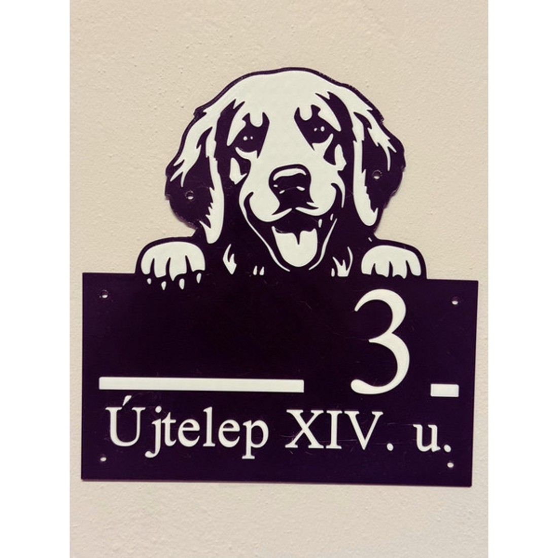 3D Nyomtatott Minimalista Golden Retriver Házszámtábla - otthon & életmód - ház & kert - házszám - Meska.hu