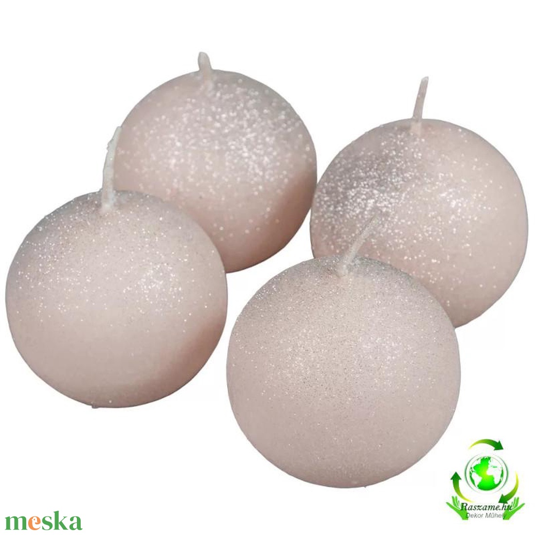 Bársony glitter gömb gyertya 60 mm - pezsgő - kellékek & szerszámok - dekorációs kellékek - dekorációs gyertya - Meska.hu