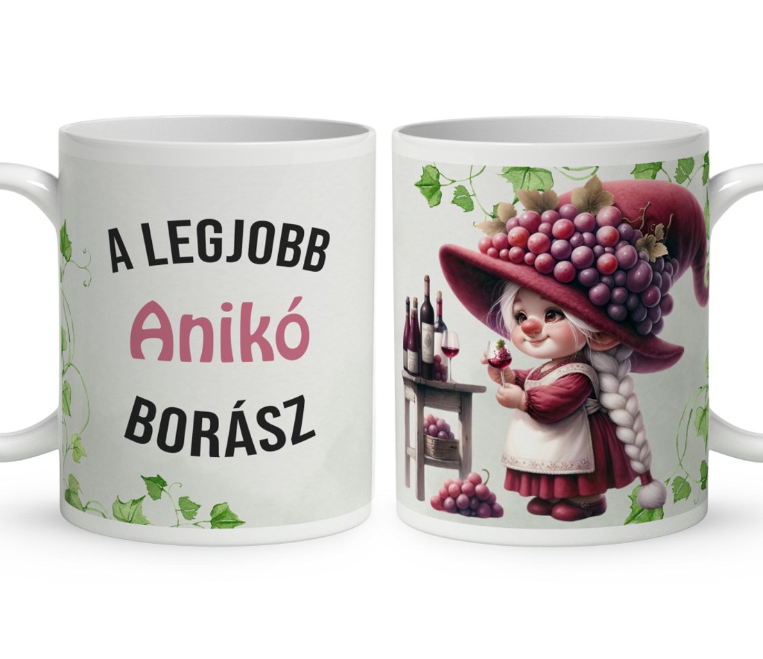 Névvel kérhető - A legjobb borász manólány pohárral mintás bögre - otthon & életmód - konyhafelszerelés, tálalás - tálalás - bögre & csésze - Meska.hu