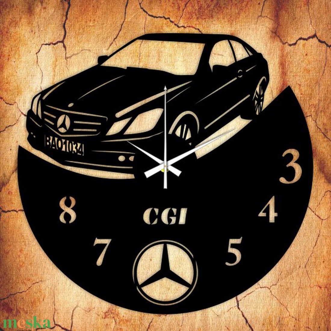 MERCEDES bakelit óra, saját rendszámmal - otthon & életmód - dekoráció - fali és függő dekoráció - falióra & óra - Meska.hu