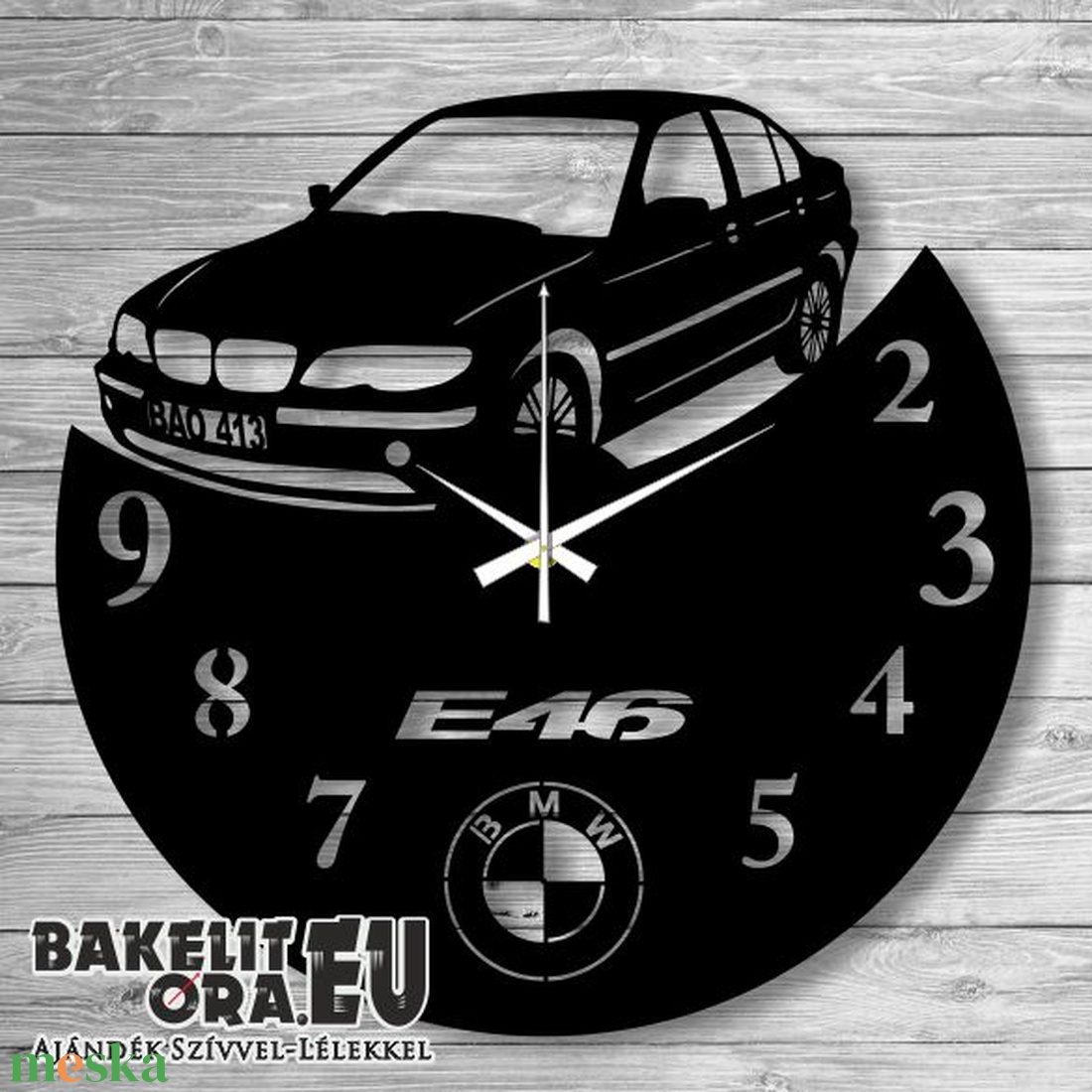 BMW E46 bakelit óra SAJÁT RENDSZÁMMAL - otthon & lakás - dekoráció - fali és függő dekoráció - falióra & óra - Meska.hu