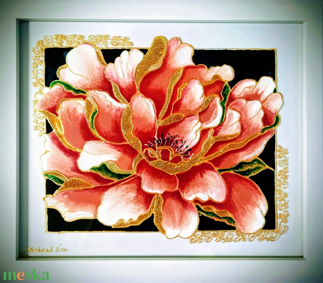 nyíló virág - művészet - festmény - üvegfestmény - Meska.hu