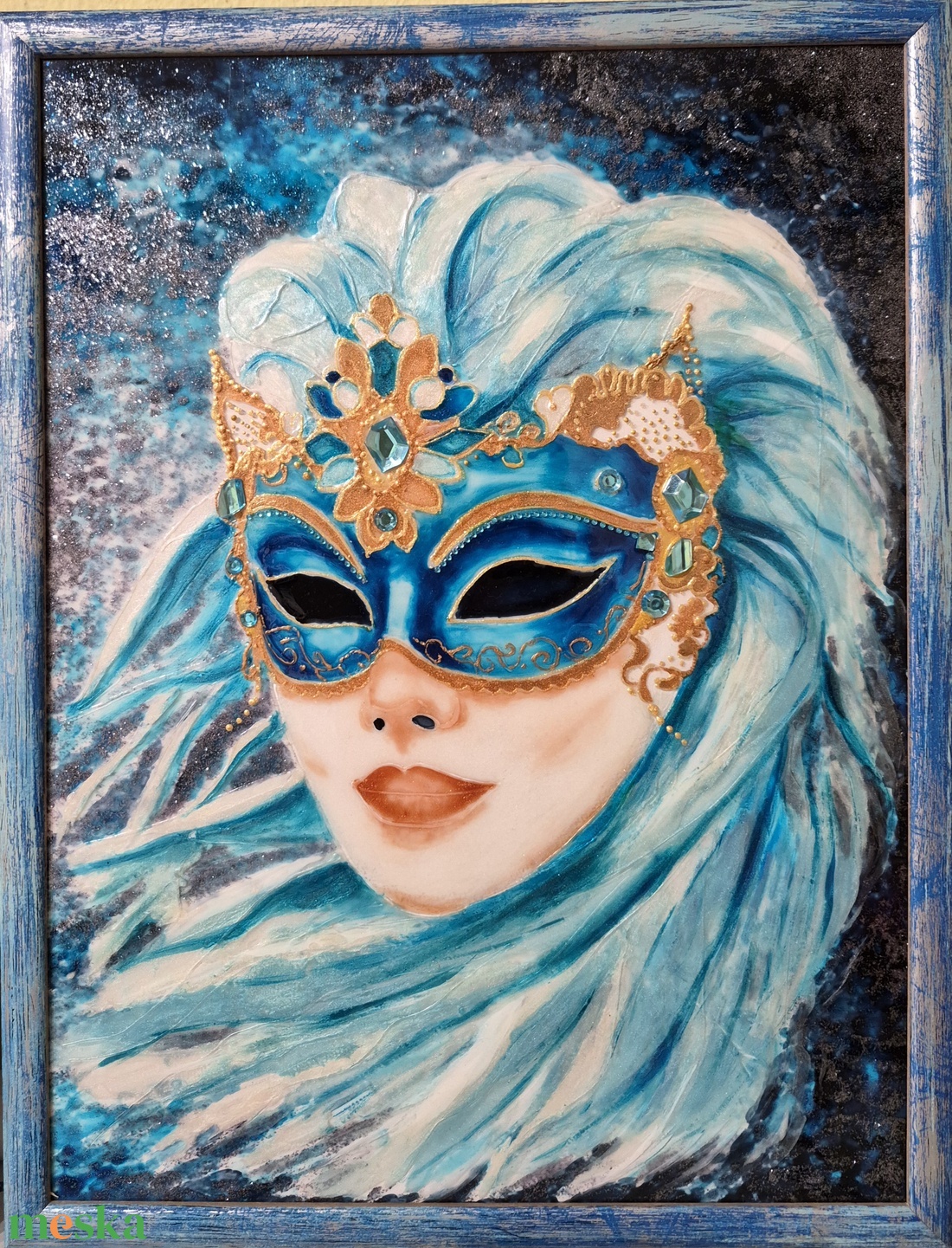 Velencei karnevál - művészet - festmény - üvegfestmény - Meska.hu