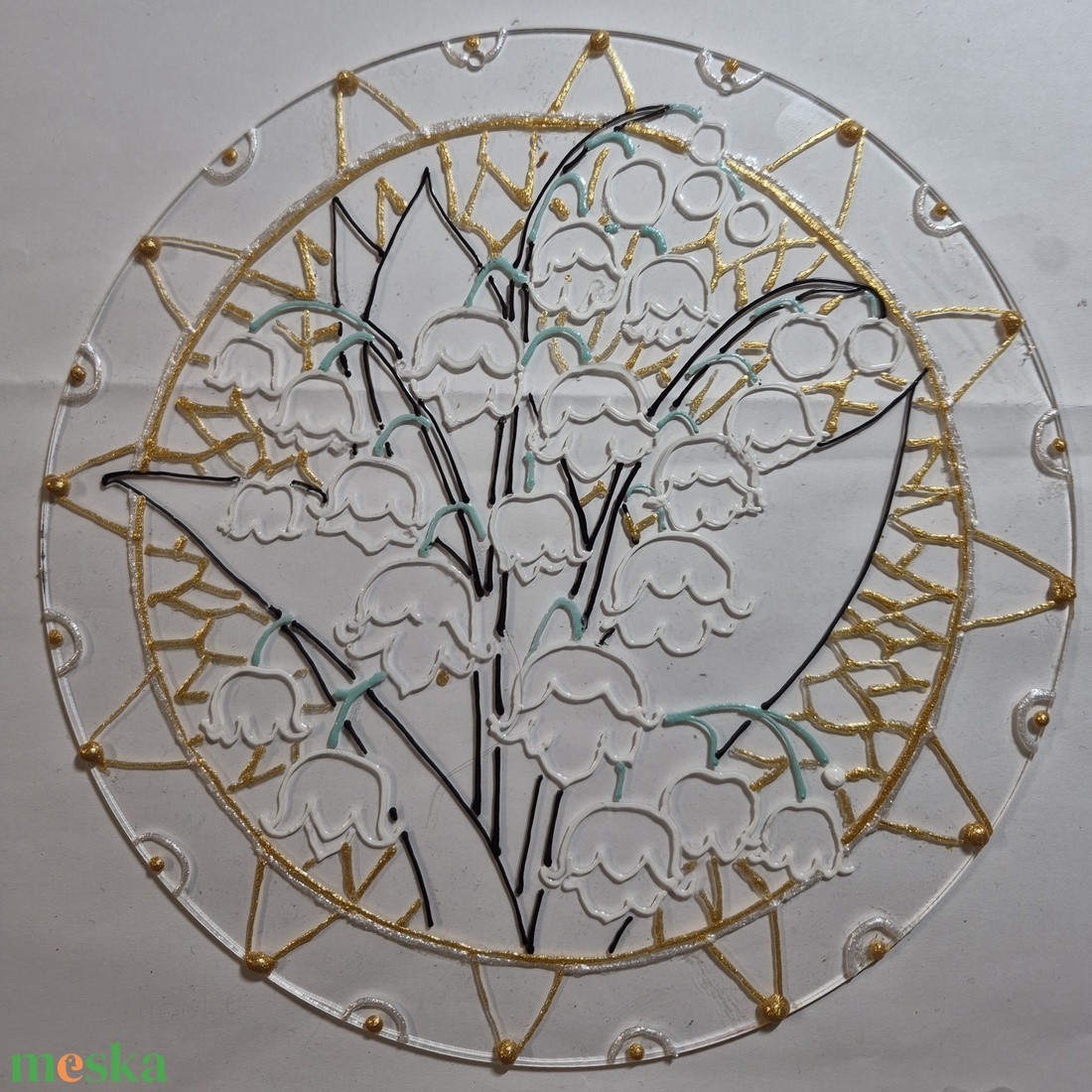 Gyöngyvirág felkontúrozva - kellékek & szerszámok - festék - üvegfesték - Meska.hu