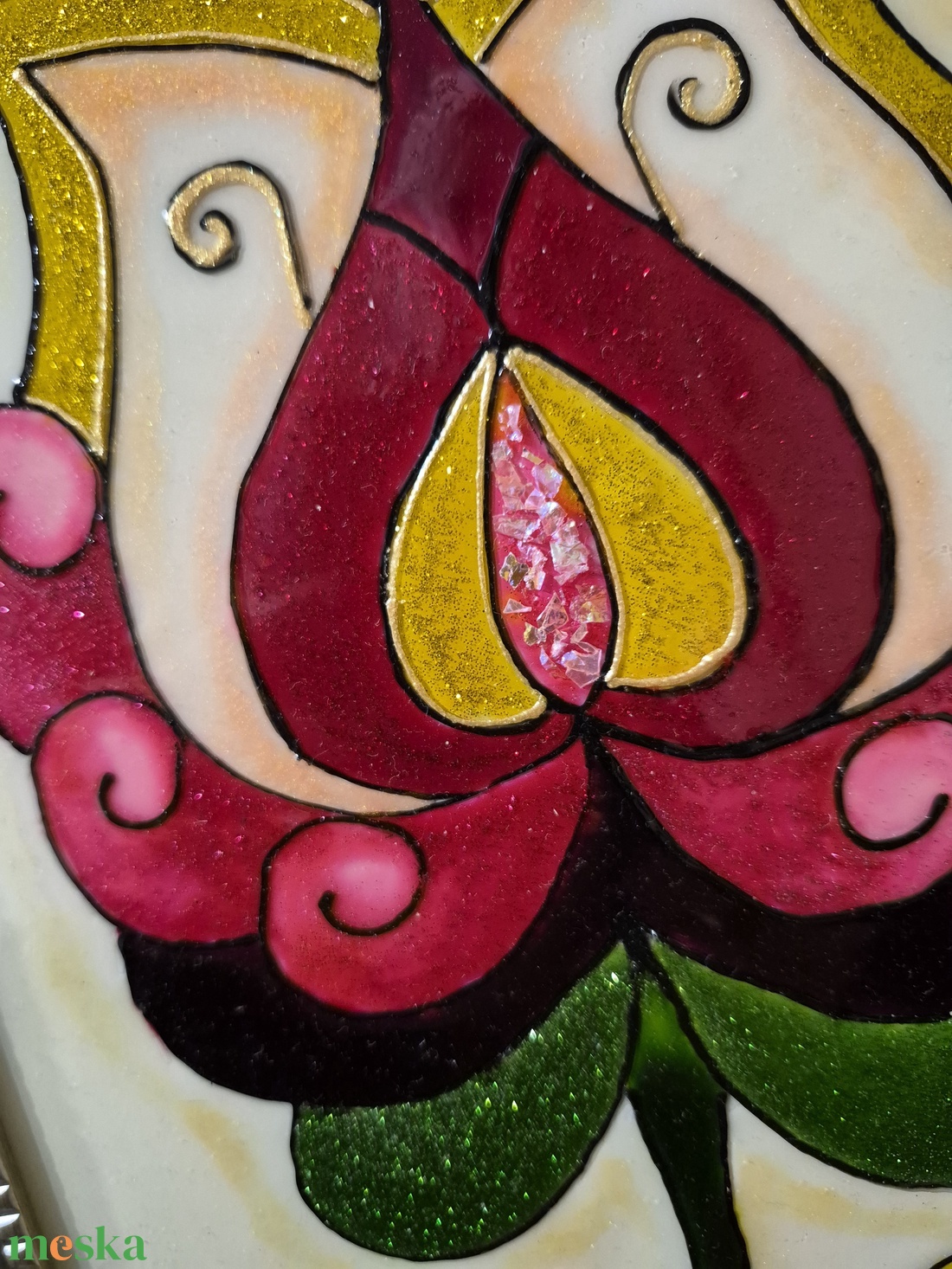 Üvegfestmény tulipán - művészet - festmény - üvegfestmény - Meska.hu