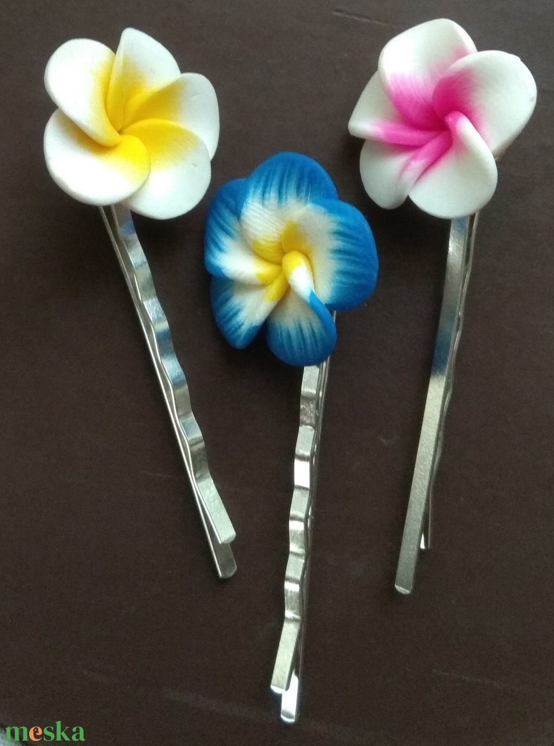 2 db-os frangipáni hajdísz - ruha & divat - hajdísz & hajcsat - hajdísz - Meska.hu