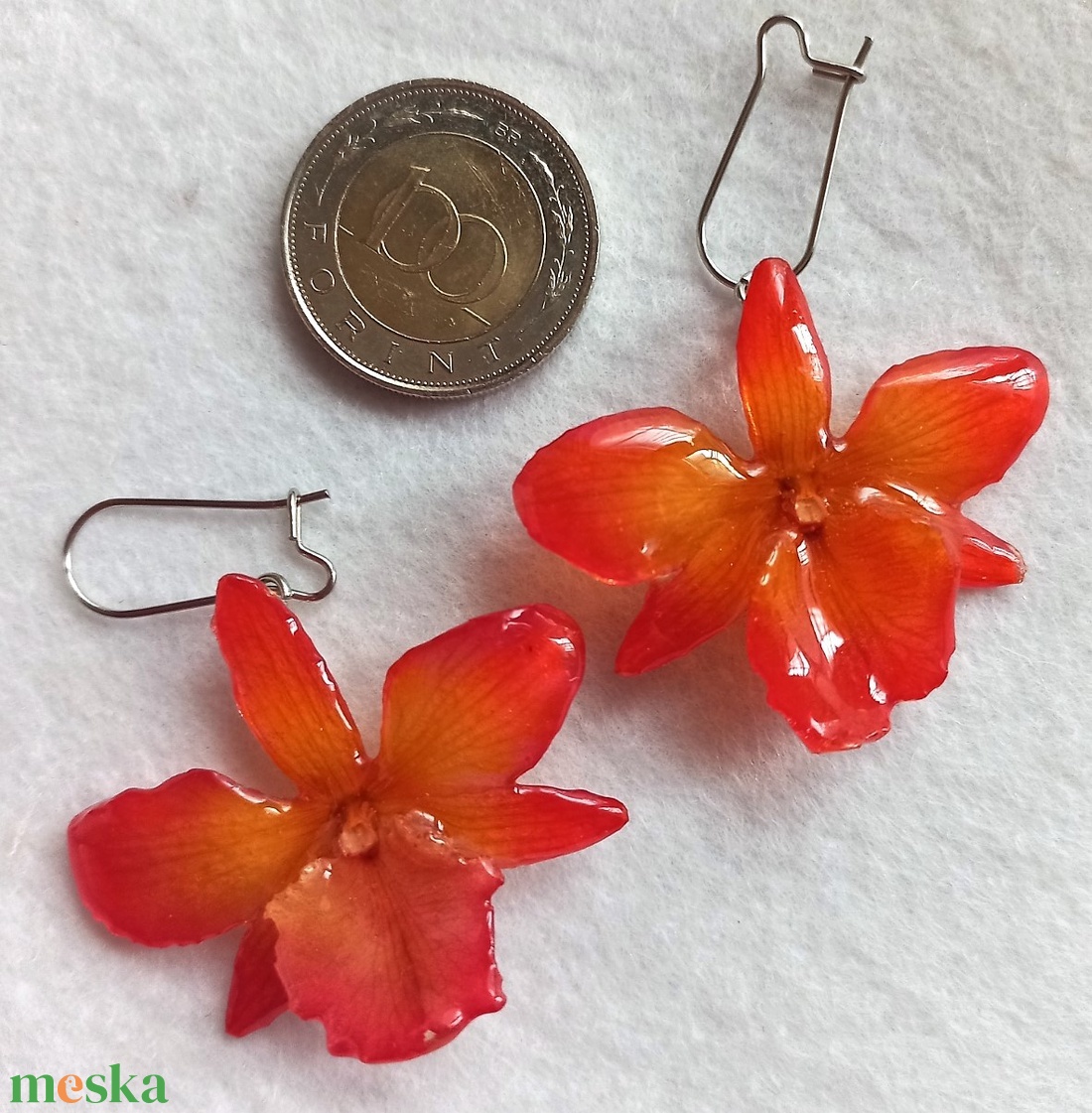 Narancs-piros Orchidea fülbevaló - ékszer - fülbevaló - lógó fülbevaló - Meska.hu Narancs-piros Orchidea fülbevaló - ékszer - fülbevaló - lógó fülbevaló - Meska.hu