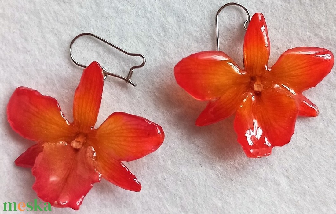 Narancs-piros Orchidea fülbevaló - ékszer - fülbevaló - lógó fülbevaló - Meska.hu Narancs-piros Orchidea fülbevaló - ékszer - fülbevaló - lógó fülbevaló - Meska.hu