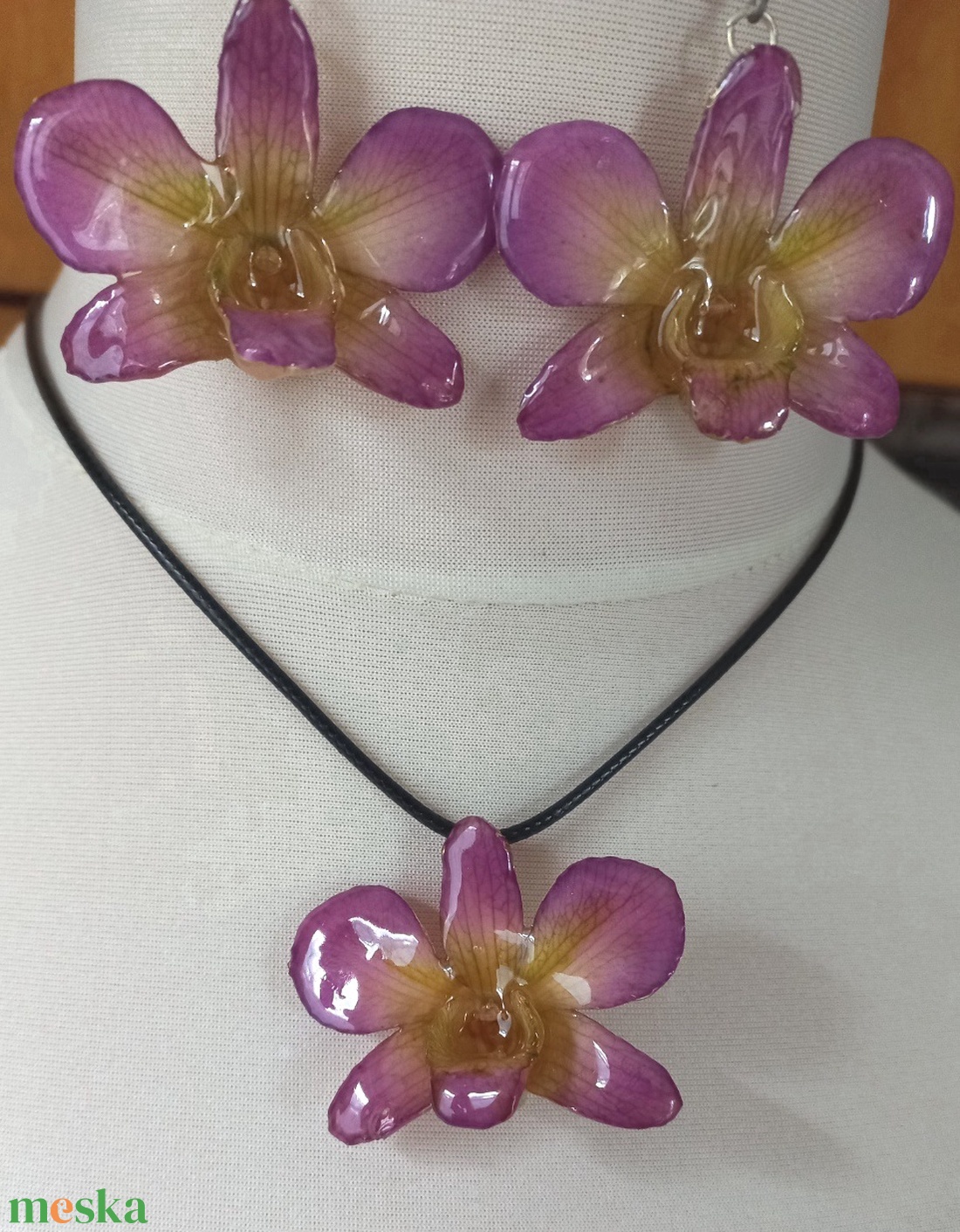 Dendrobium orchidea virág ékszer szett - ékszer - ékszerszett - Meska.hu