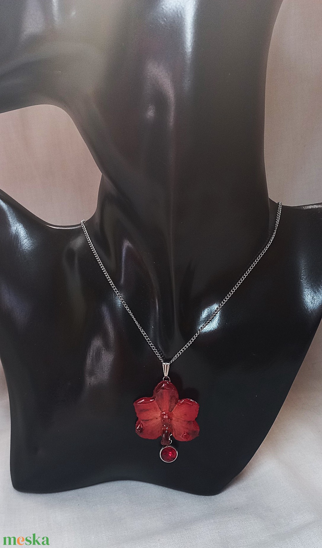  Orchidea virág nyaklánc  - ékszer - nyaklánc - medálos nyaklánc - Meska.hu