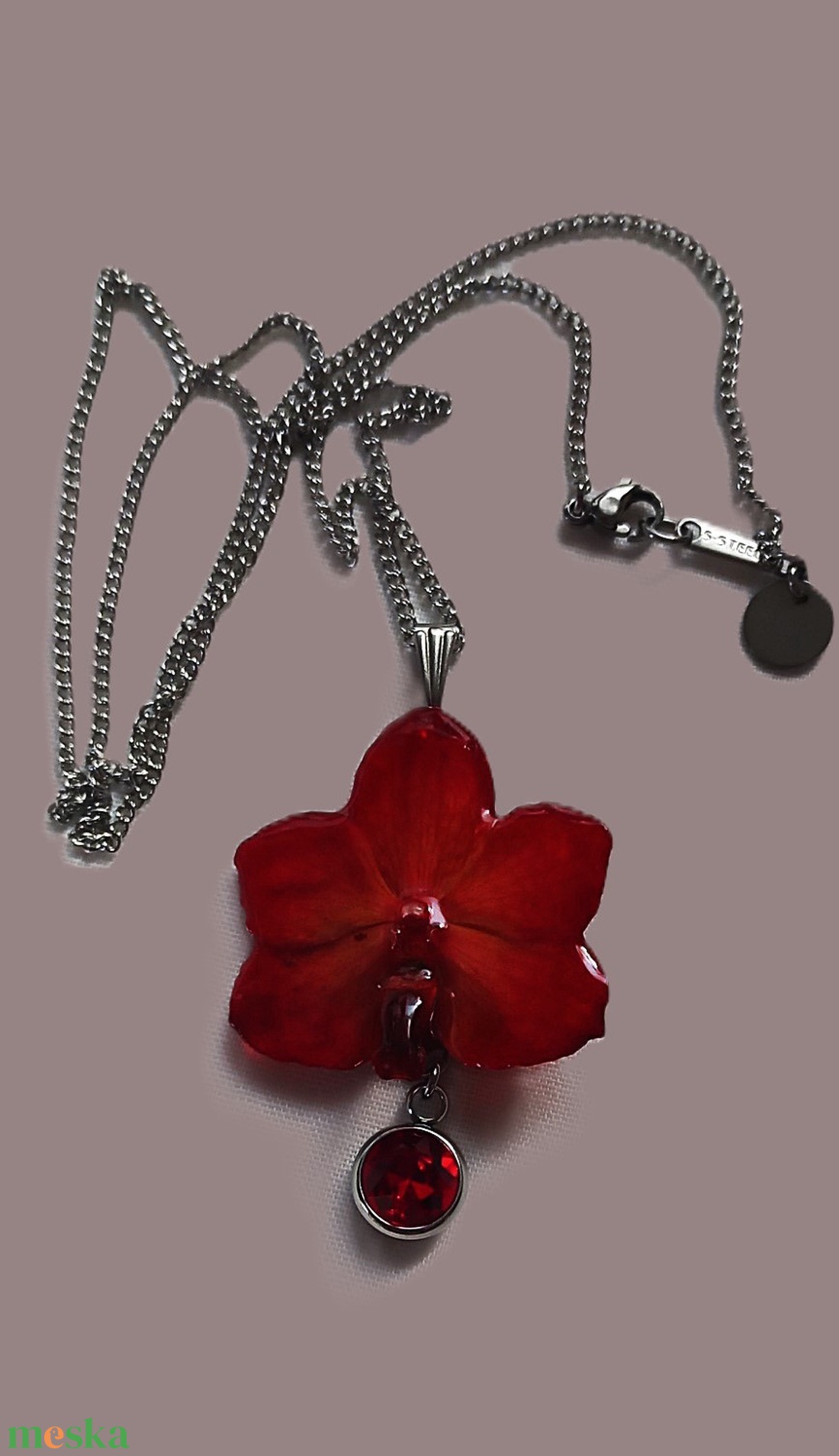  Orchidea virág nyaklánc  - ékszer - nyaklánc - medálos nyaklánc - Meska.hu