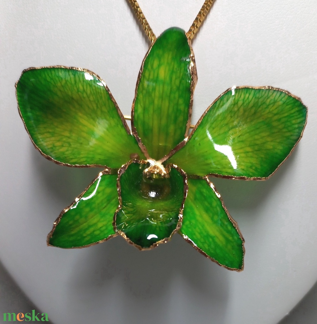 Aranyozott orchidea virág nyaklánc és bross - ékszer - nyaklánc - medál - Meska.hu Aranyozott orchidea virág nyaklánc és bross - ékszer - nyaklánc - medál - Meska.hu