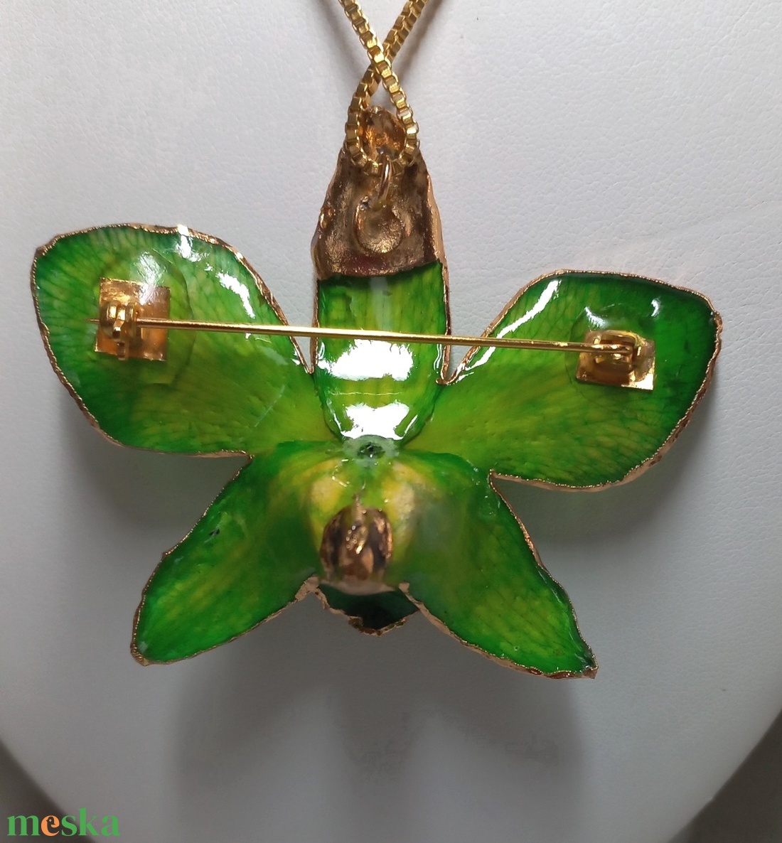 Aranyozott orchidea virág nyaklánc és bross - ékszer - nyaklánc - medál - Meska.hu Aranyozott orchidea virág nyaklánc és bross - ékszer - nyaklánc - medál - Meska.hu