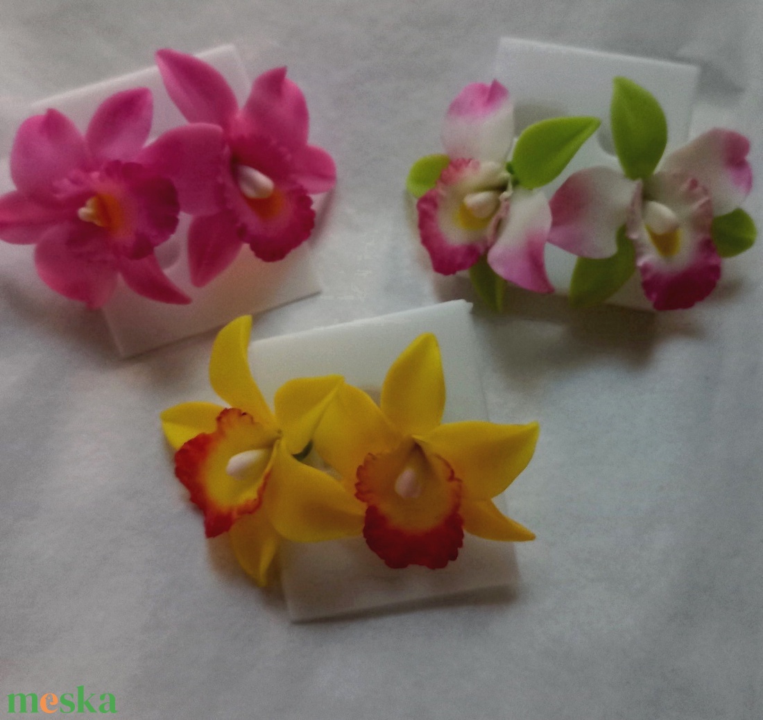 Orchidea agyag fülbevaló - ékszer - fülbevaló - Meska.hu