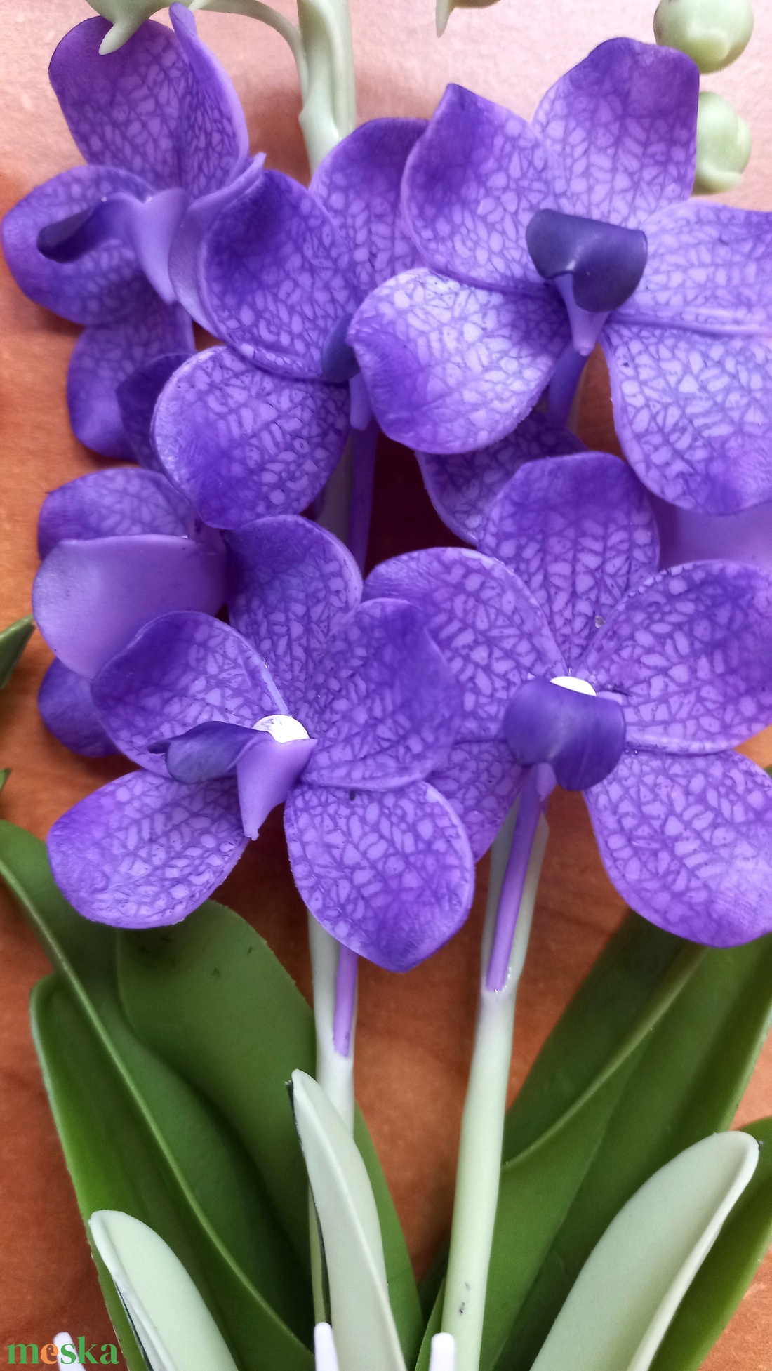Agyag orchidea - otthon & életmód - virágdekoráció - virágdíszek - asztali virágdísz - Meska.hu