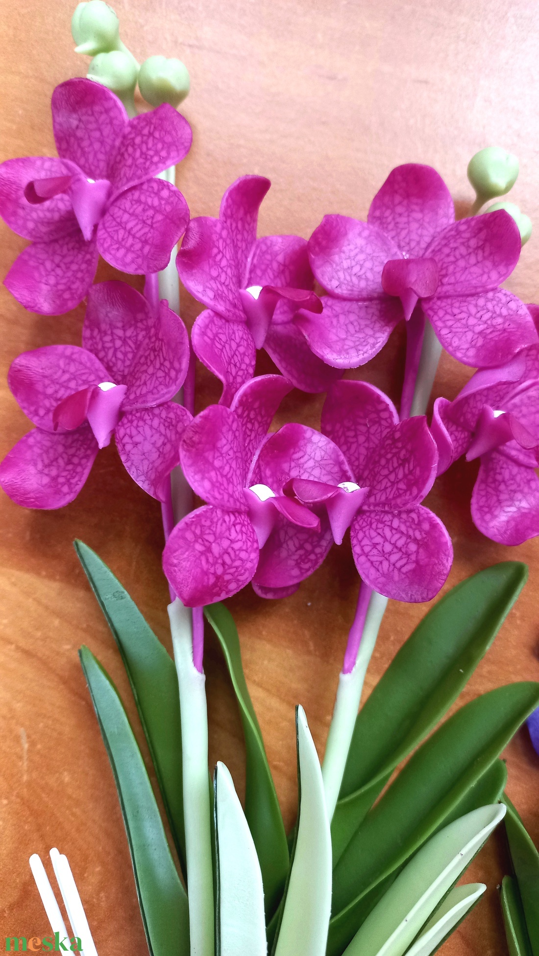 Agyag orchidea - otthon & életmód - virágdekoráció - virágdíszek - asztali virágdísz - Meska.hu