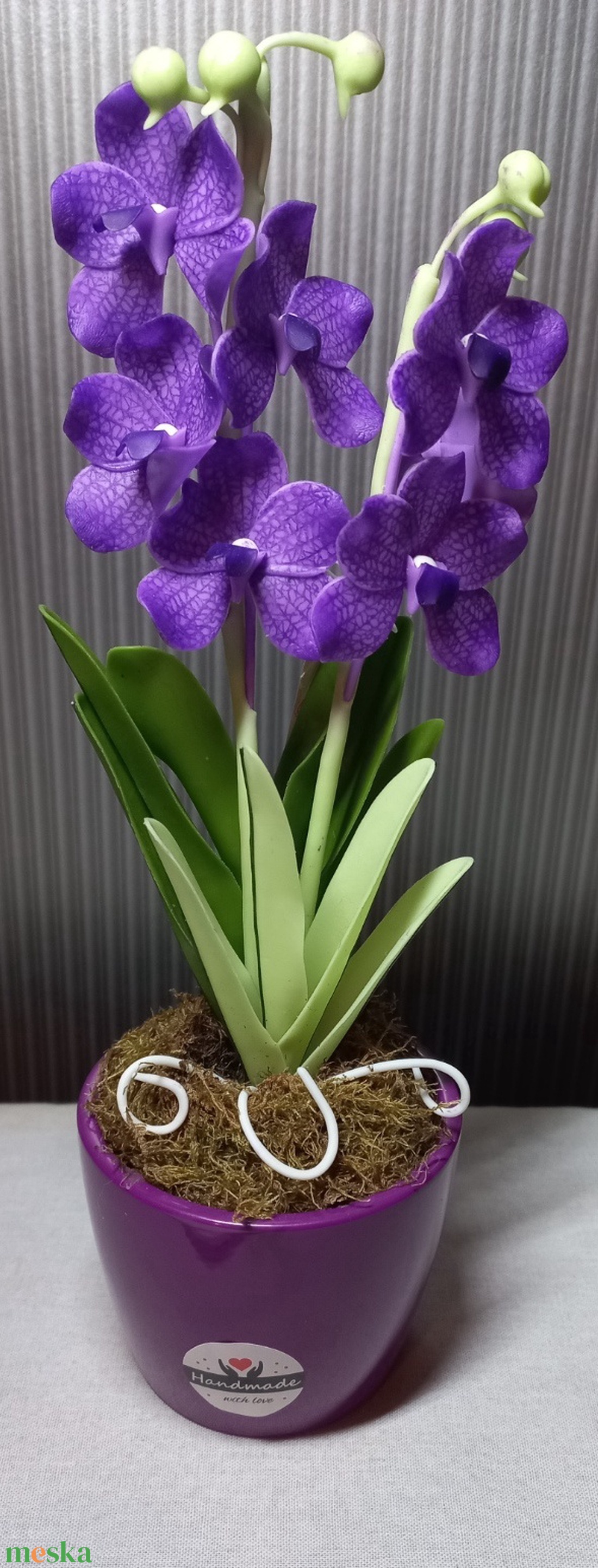 Agyag orchidea - otthon & életmód - virágdekoráció - virágdíszek - asztali virágdísz - Meska.hu
