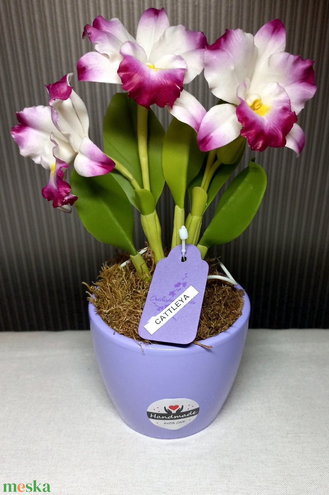 Agyag orchidea - otthon & életmód - virágdekoráció - virágdíszek - asztali virágdísz - Meska.hu