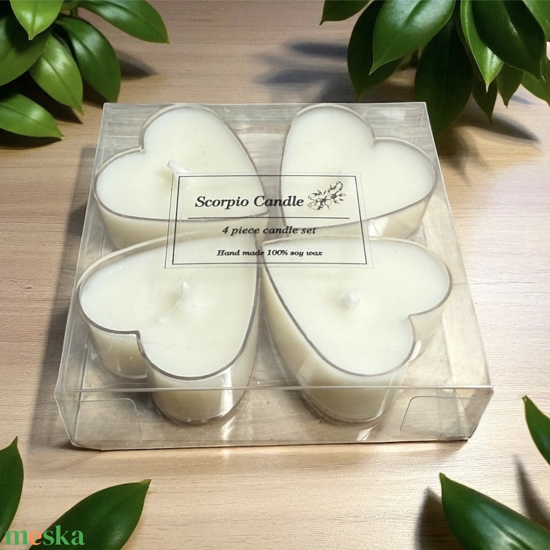 4 db-os gyertya mécses szett szív alakú - otthon & életmód - gyertya, illat, aroma - illatviasz - Meska.hu