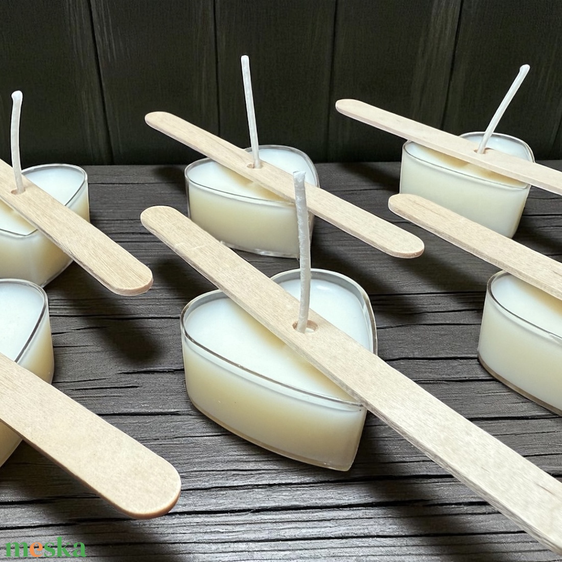 4 db-os gyertya mécses szett szív alakú - otthon & életmód - gyertya, illat, aroma - illatviasz - Meska.hu