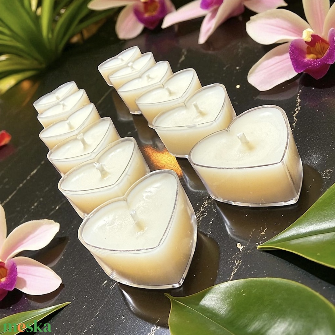 4 db-os gyertya mécses szett szív alakú - otthon & életmód - gyertya, illat, aroma - illatviasz - Meska.hu