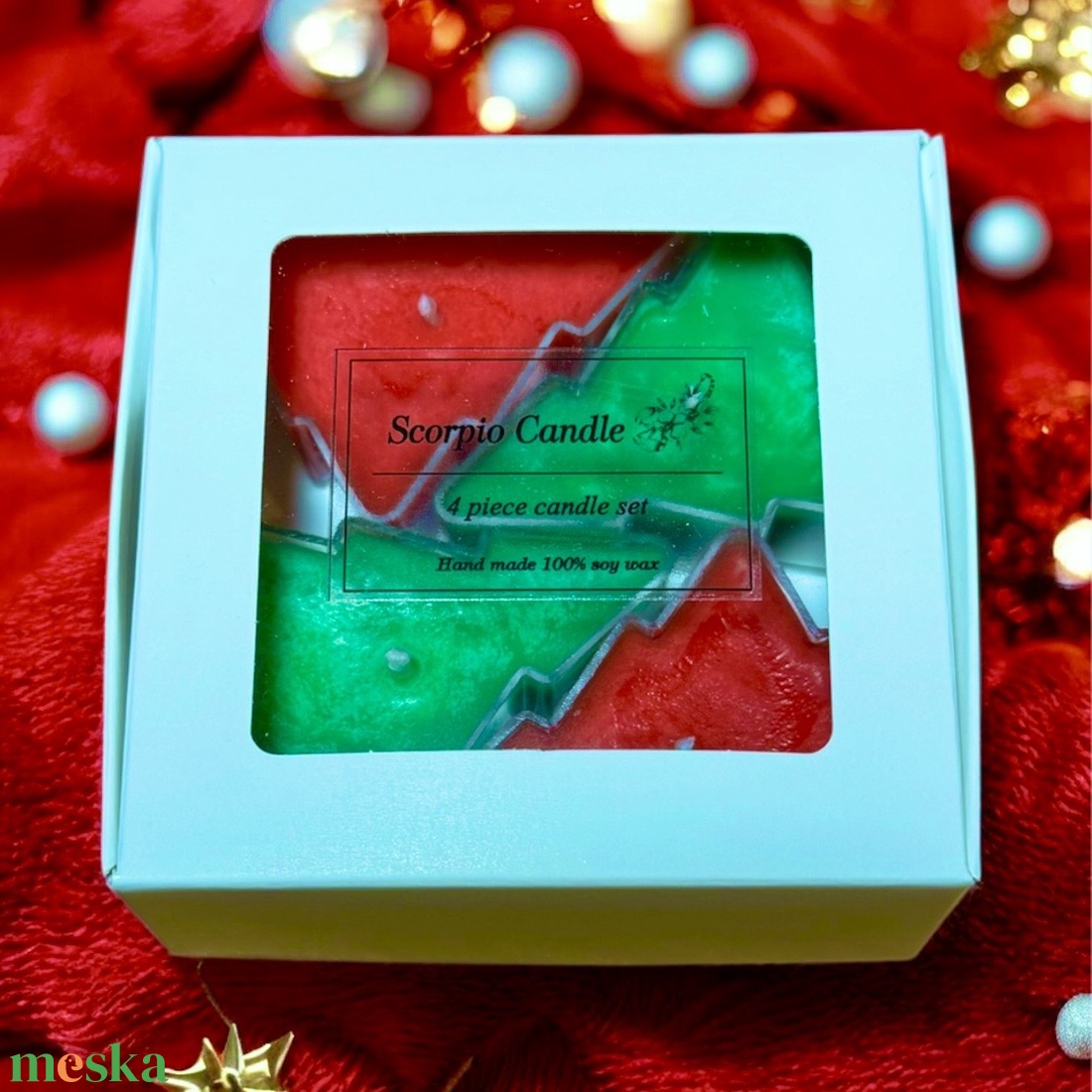 Karácsonyfa alakú mécses szett 4 db-os - otthon & életmód - gyertya, illat, aroma - illatviasz - Meska.hu