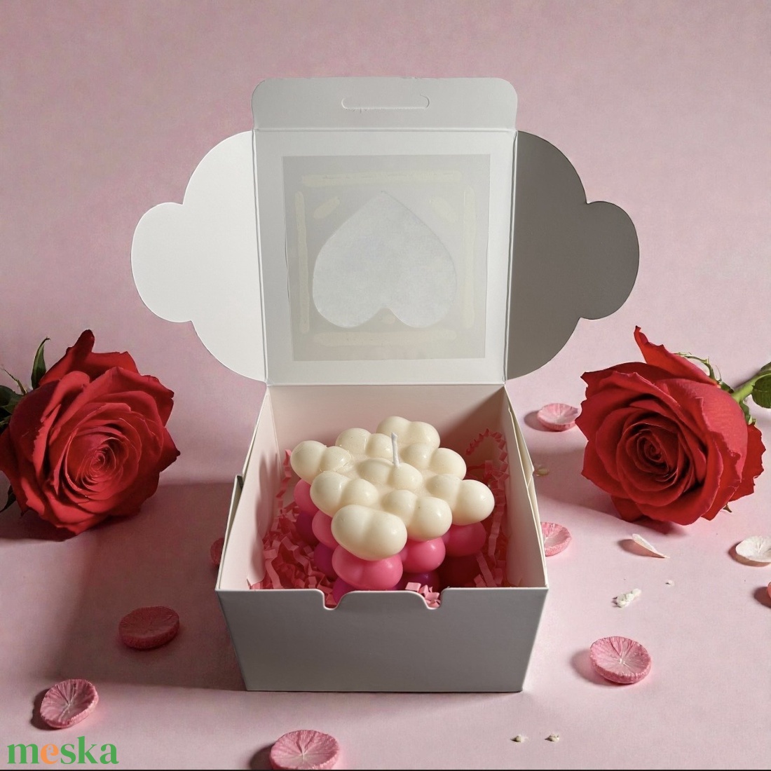 Bubble gyertya, szív alakú - otthon & életmód - gyertya, illat, aroma - illatviasz - Meska.hu