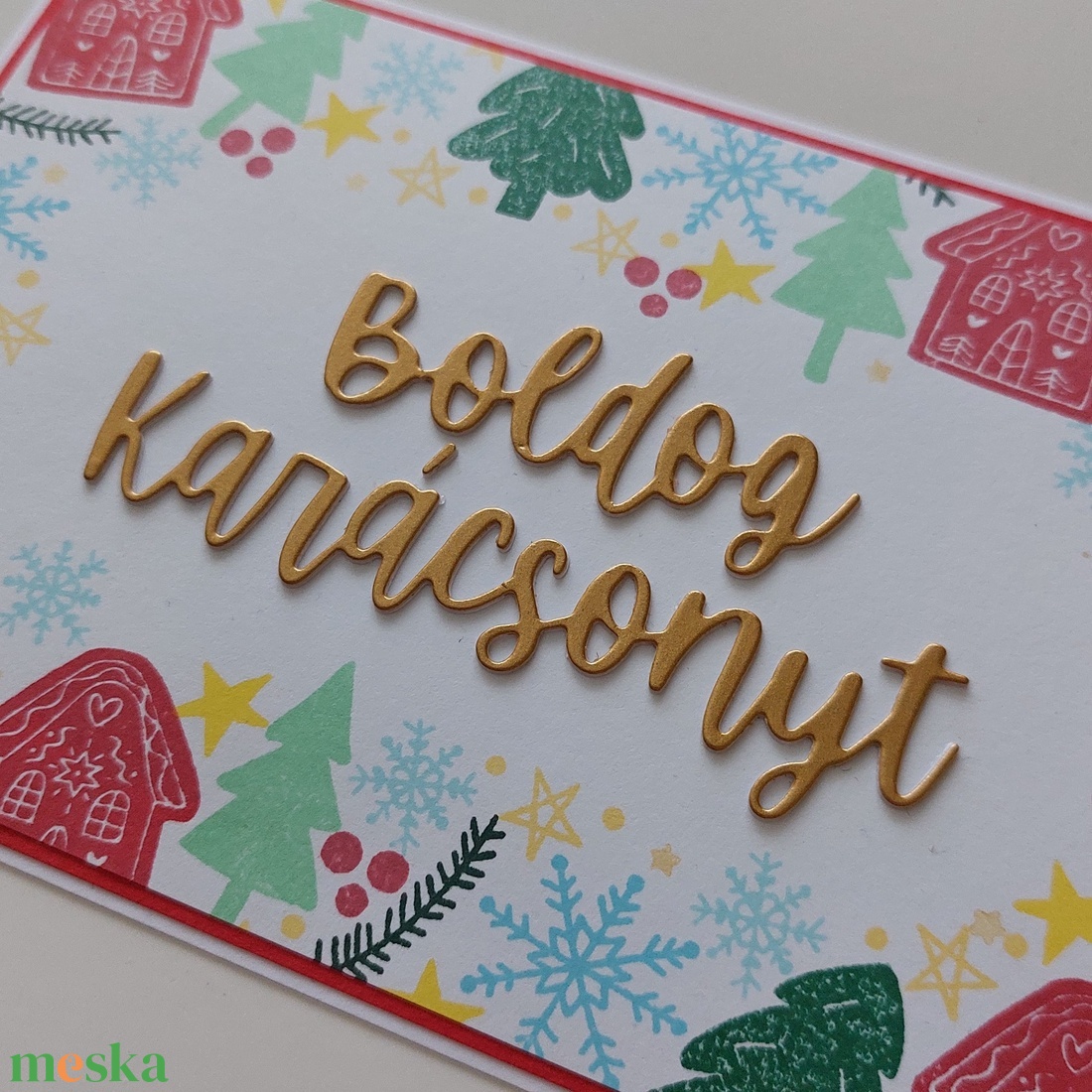 Bélyegzett karácsonyi képeslap - karácsony - karácsonyi ajándékozás - karácsonyi képeslap, üdvözlőlap, ajándékkísérő - Meska.hu