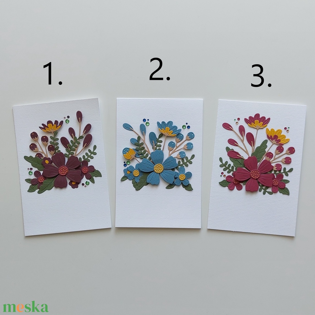 Egyedi felirattal kérhető üdvözlőlap, virágcsokros képeslap - otthon & életmód - papír, írószer - ajándékozás kellékei - képeslap, üdvözlőlap - Meska.hu