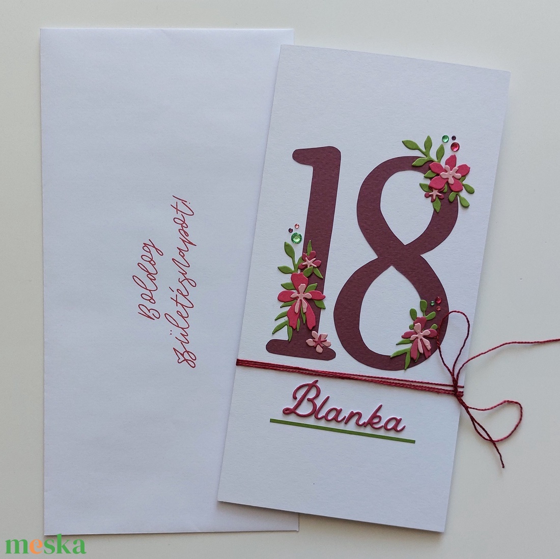 Névreszóló születésnapi pénzátadó üdvözlőlap - otthon & életmód - papír, írószer - ajándékozás kellékei - képeslap, üdvözlőlap - Meska.hu