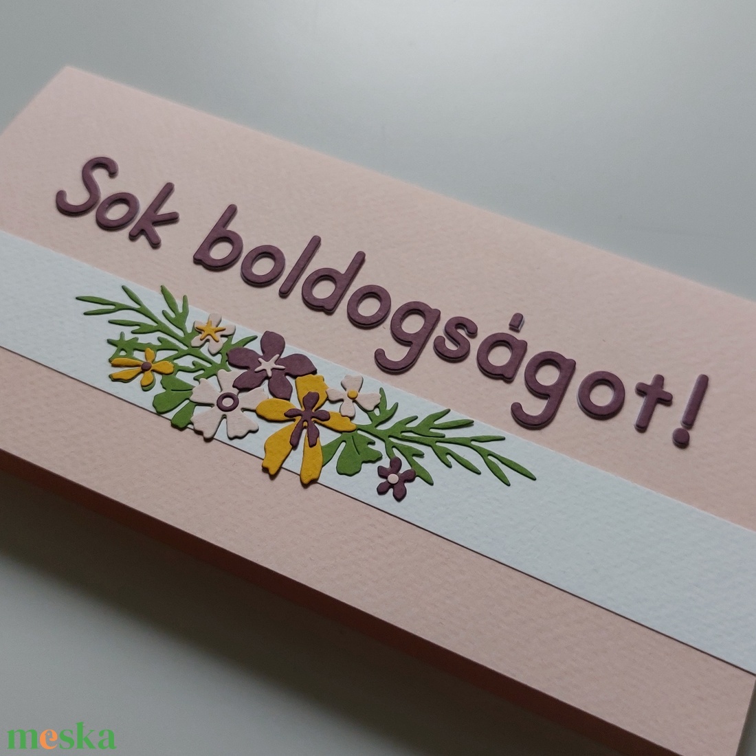Sok boldogságot! virágmotívumos, esküvői üdvözlőlap - esküvő - nászajándék - esküvői pénzátadó boríték, kártya - Meska.hu