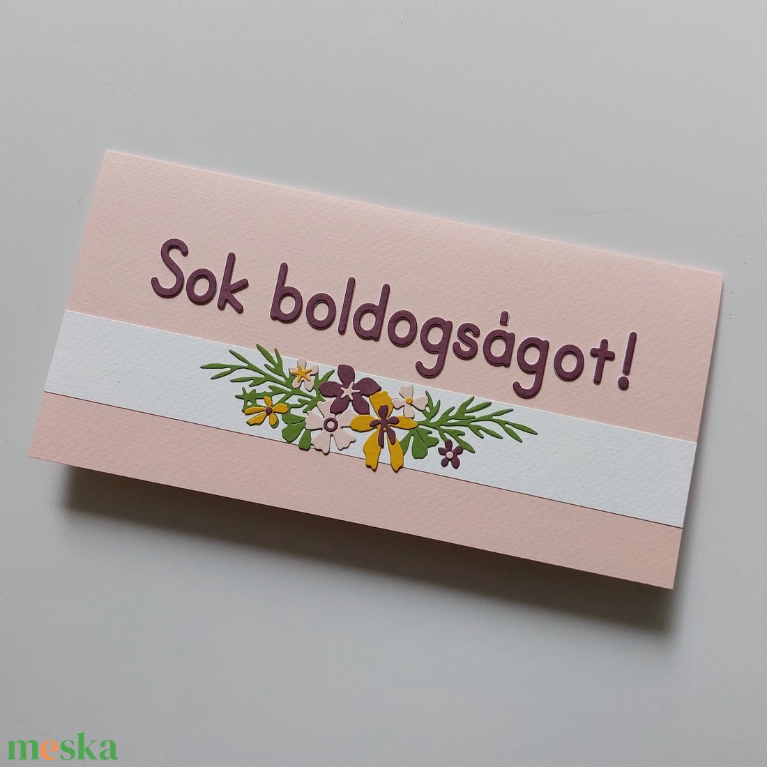 Sok boldogságot! virágmotívumos, esküvői üdvözlőlap - esküvő - nászajándék - esküvői pénzátadó boríték, kártya - Meska.hu