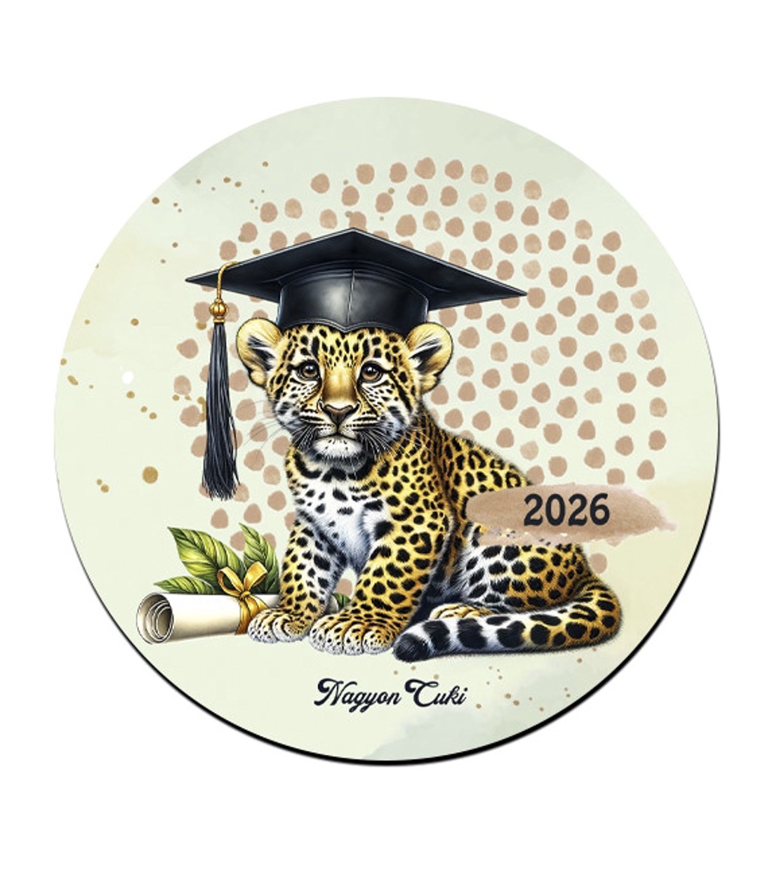 Leopárd - 2026 évi Ballagásra mintás poháralátét -  - Meska.hu