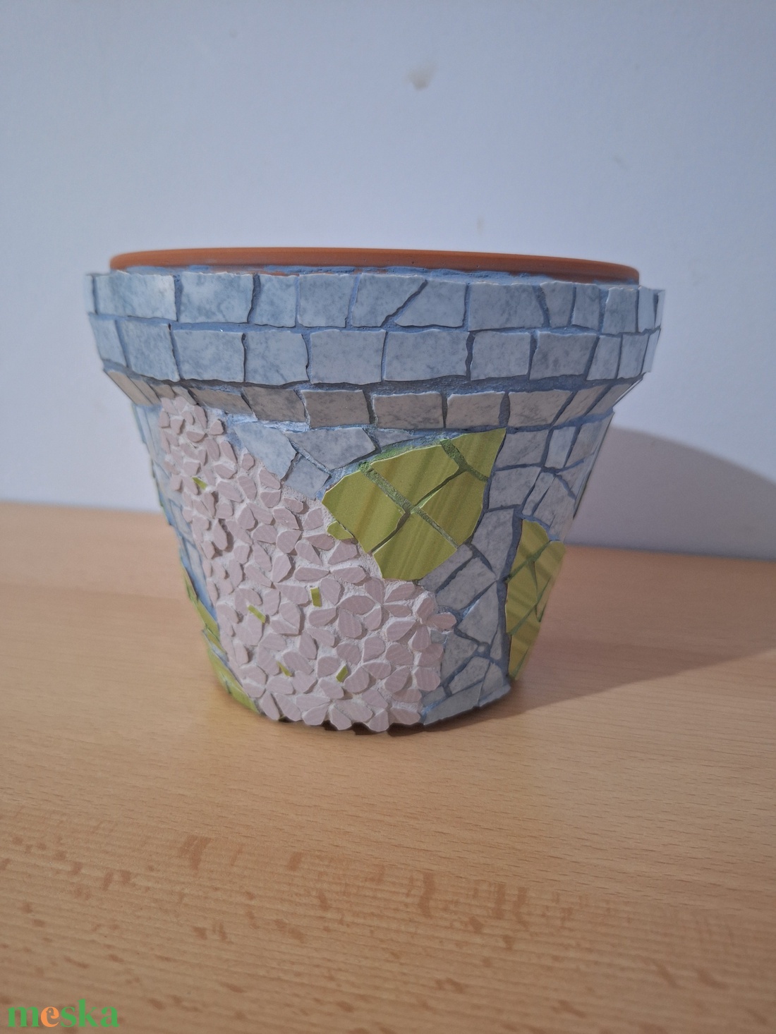 Orgona mintás virágcserép mozaik (15,5 cm átmérő) - művészet - más művészeti ág - Meska.hu