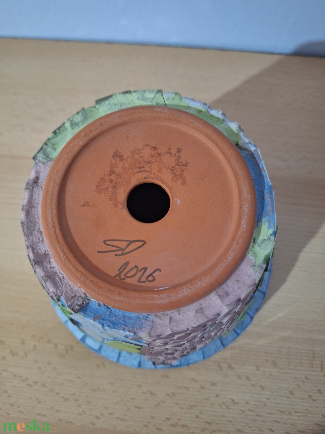 Orgona mintás virágcserép mozaik (15,5 cm átmérő) - művészet - más művészeti ág - Meska.hu
