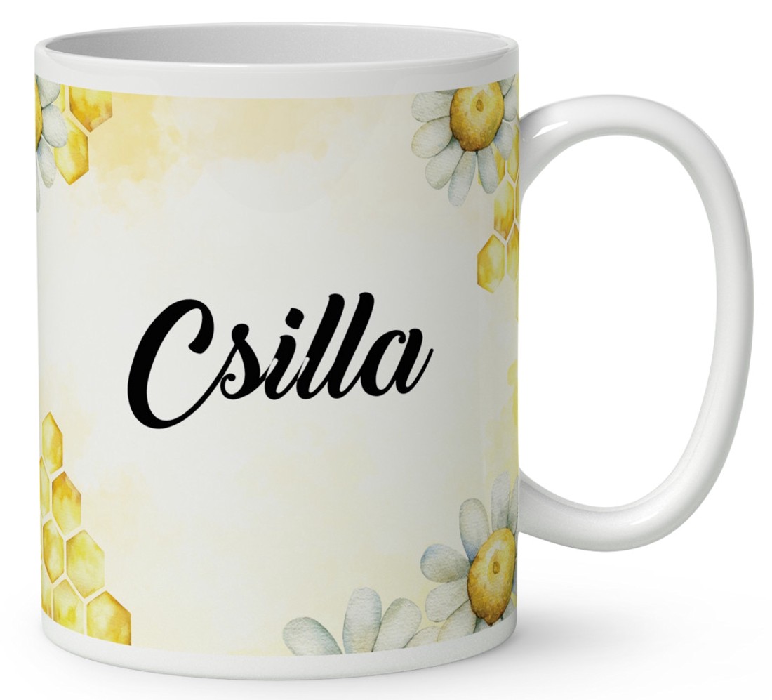 Névvel kérhető - Mosolygós méhecske mintás bögre - otthon & életmód - konyhafelszerelés, tálalás - tálalás - bögre & csésze - Meska.hu