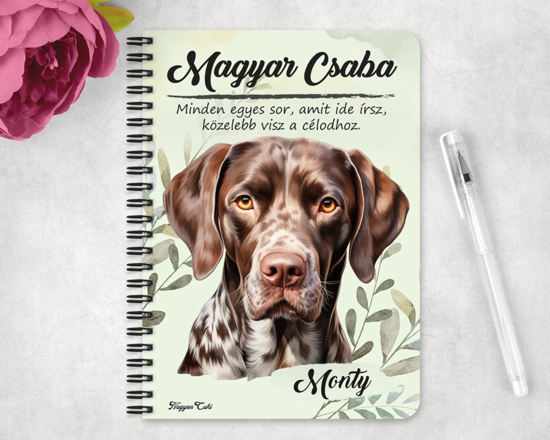 Személyre szabható - Német rövidszőrű vizsla portré mintás A6-os füzet - otthon & életmód - papír, írószer - jegyzetfüzet & napló - Meska.hu