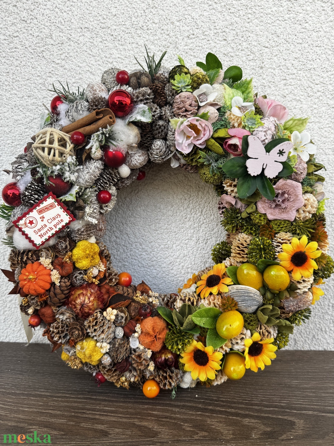 Négy évszak ajtódísz - karácsony - adventi díszek - adventi ajtódísz - Meska.hu