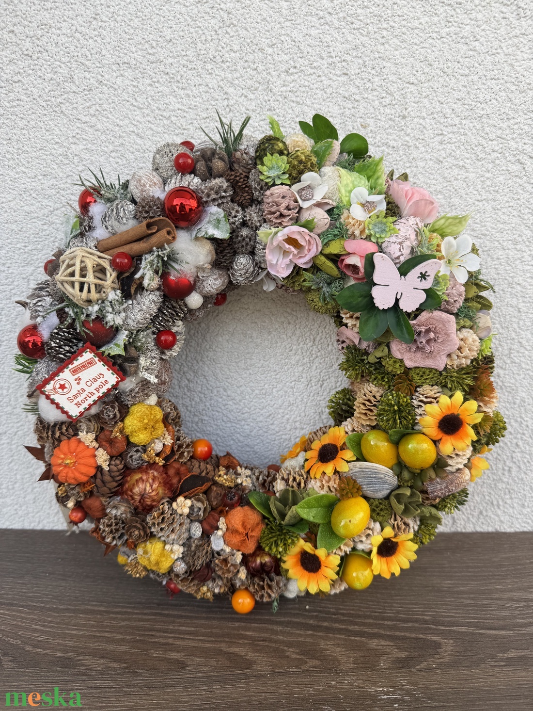 Négy évszak ajtódísz - karácsony - adventi díszek - adventi ajtódísz - Meska.hu