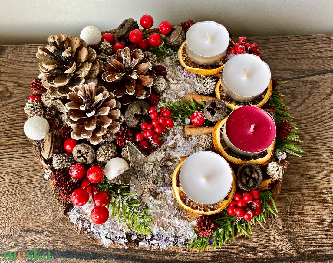 Adventi asztaldísz - karácsony - adventi díszek - adventi asztaldísz - Meska.hu